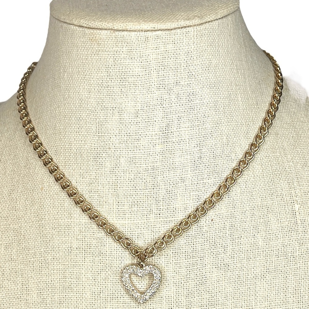 Sugarfix Pave Rhinestone Heart Gold Necklace - Picture 1 of 6